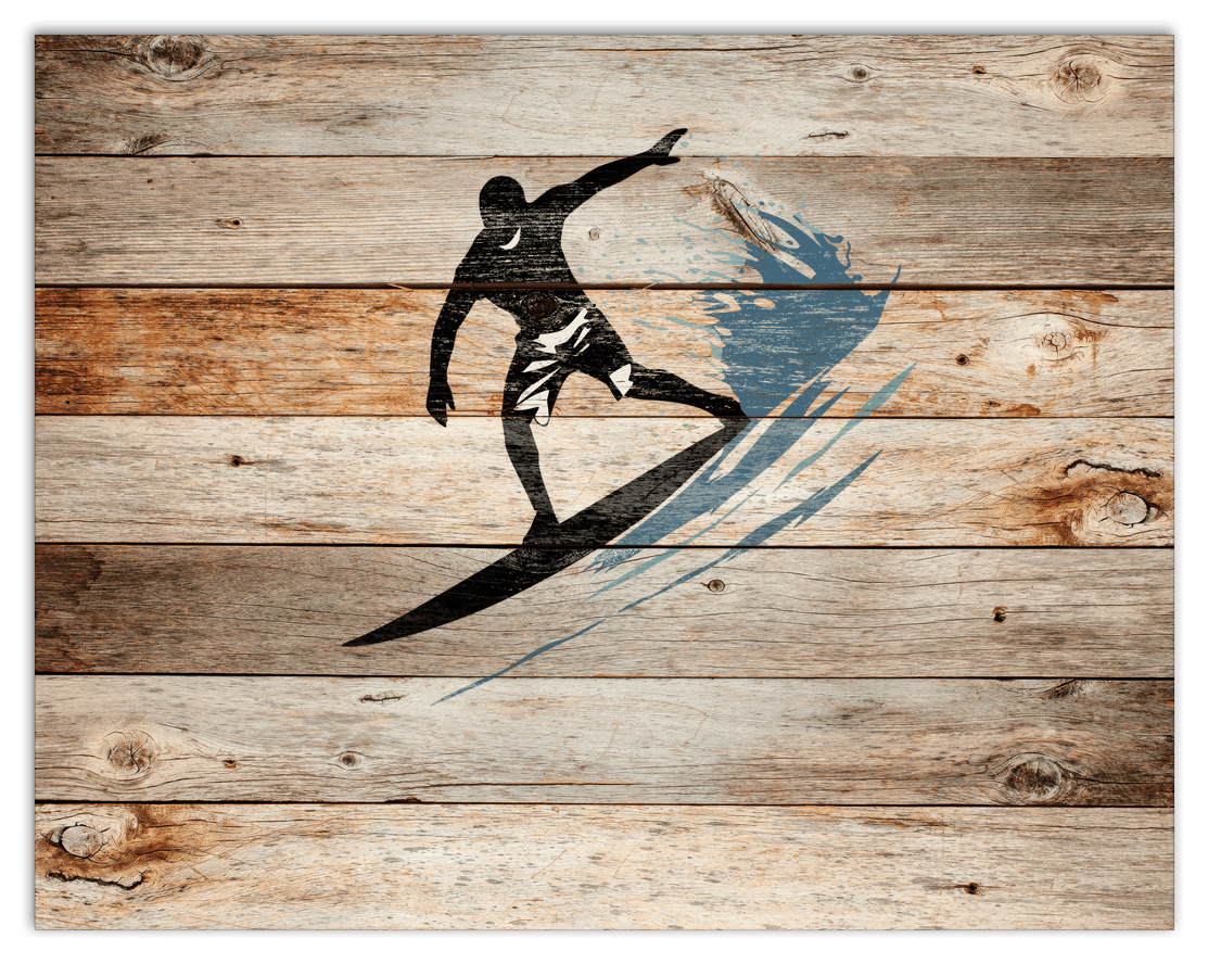 Wood Wall Art Surfing - Front View