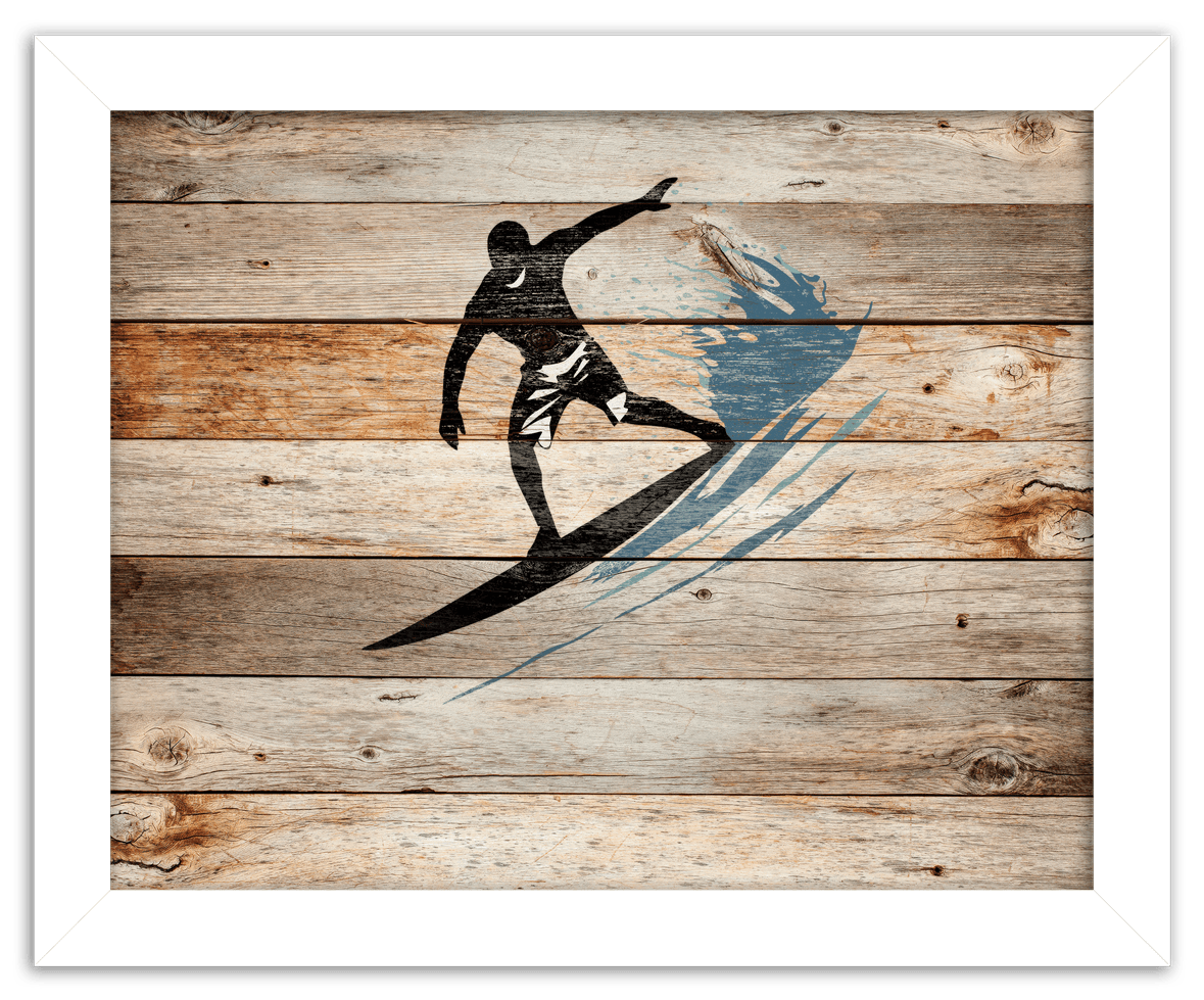 Wood Wall Art Surfing - Front View