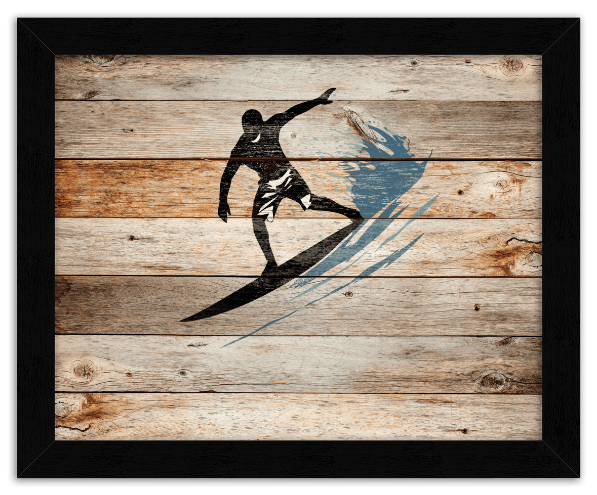 Wood Wall Art Surfing - Front View