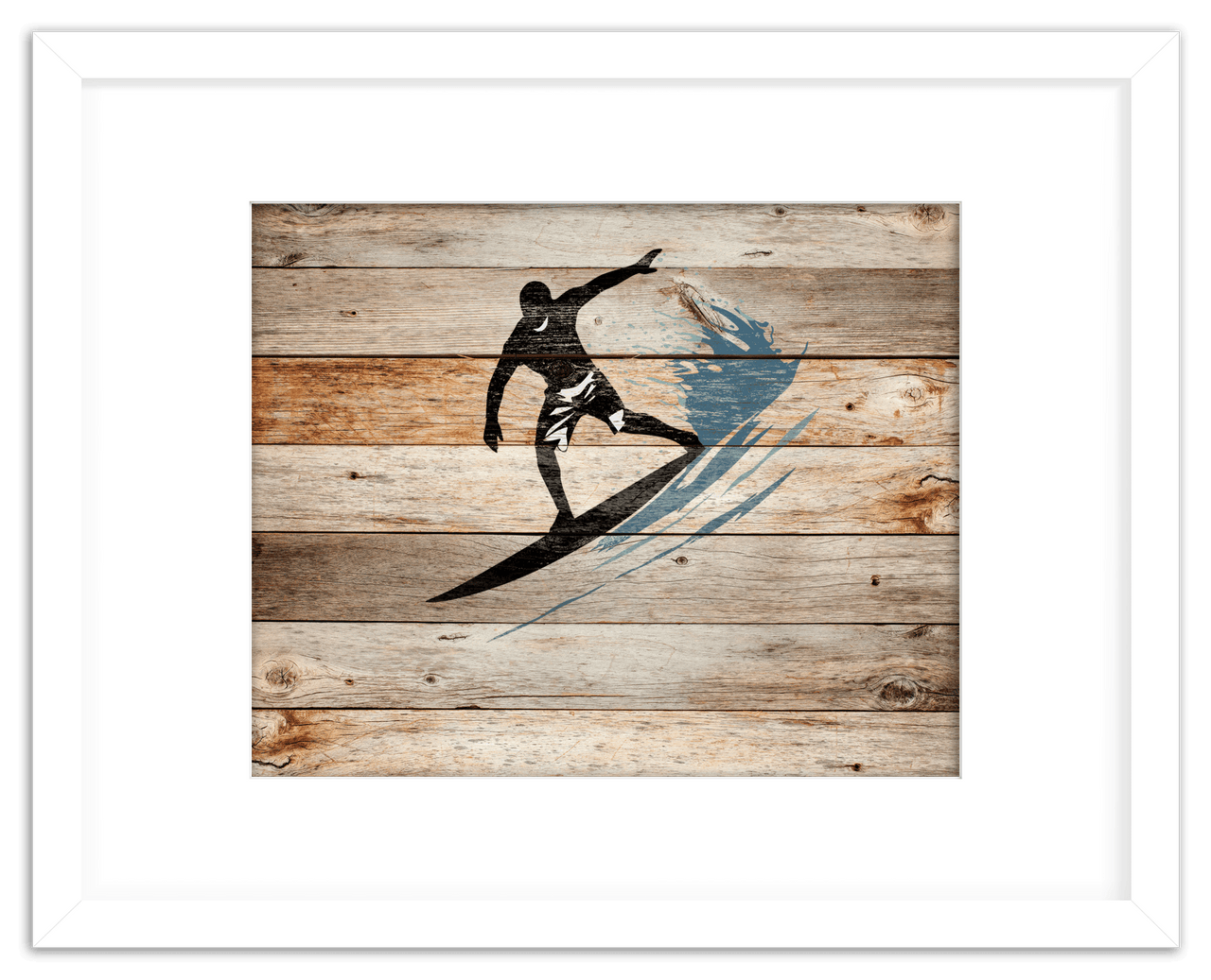 Wood Wall Art Surfing - Front View