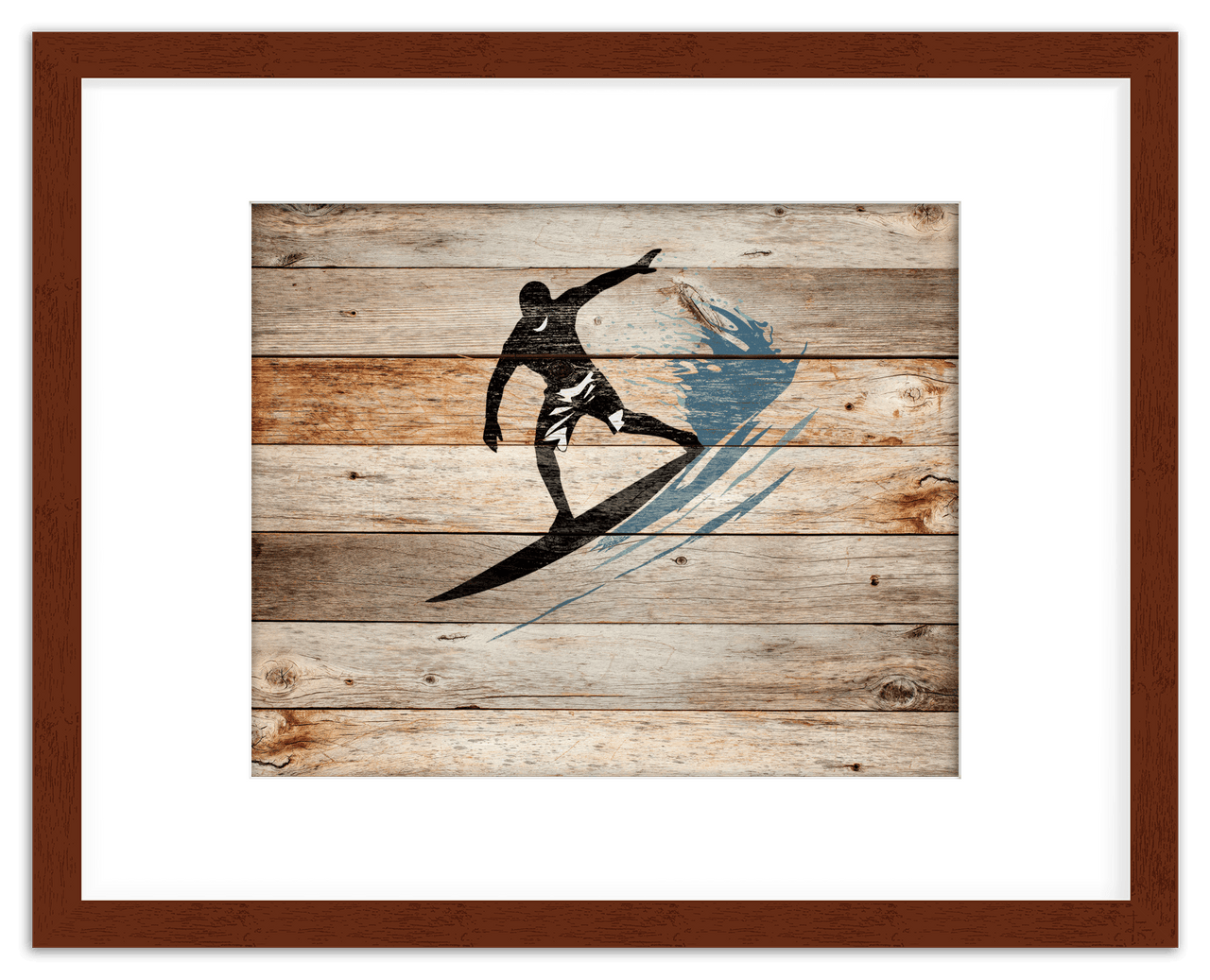 Wood Wall Art Surfing - Front View
