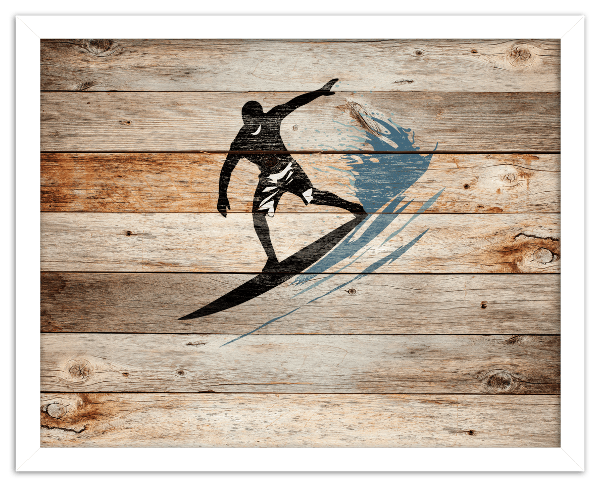 Wood Wall Art Surfing - Front View