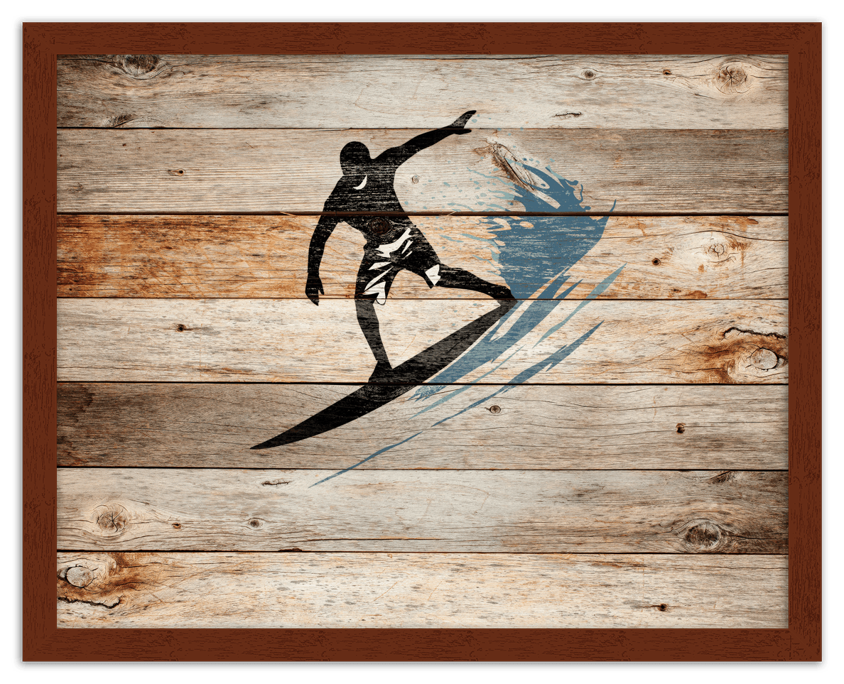 Wood Wall Art Surfing - Front View