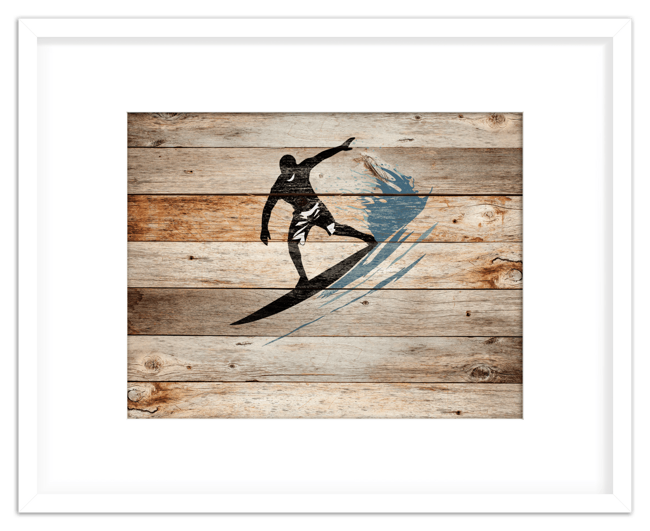 Wood Wall Art Surfing - Front View