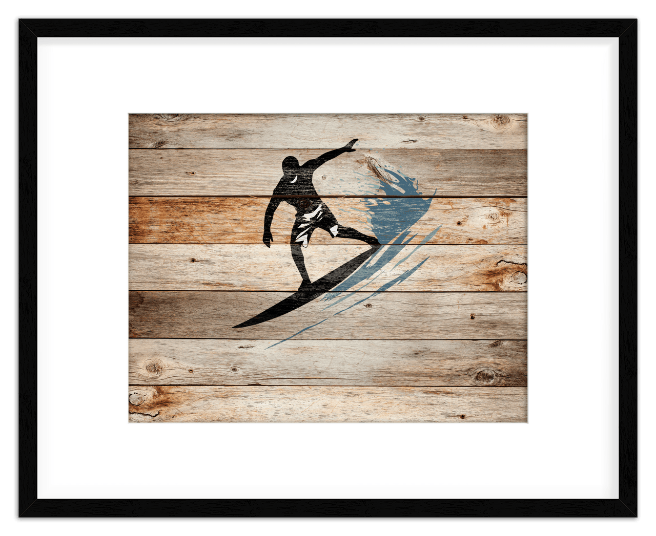 Wood Wall Art Surfing - Front View