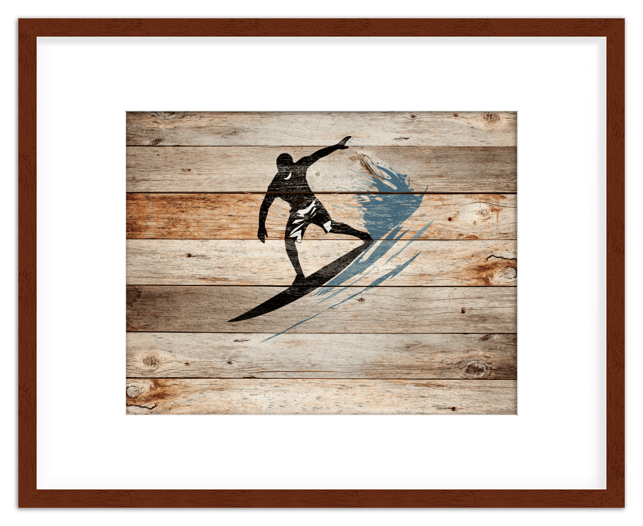 Wood Wall Art Surfing - Front View
