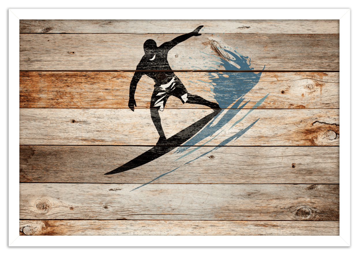 Wood Wall Art Surfing - Front View