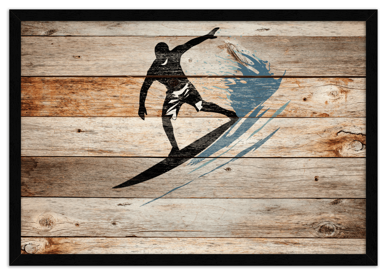 Wood Wall Art Surfing - Front View