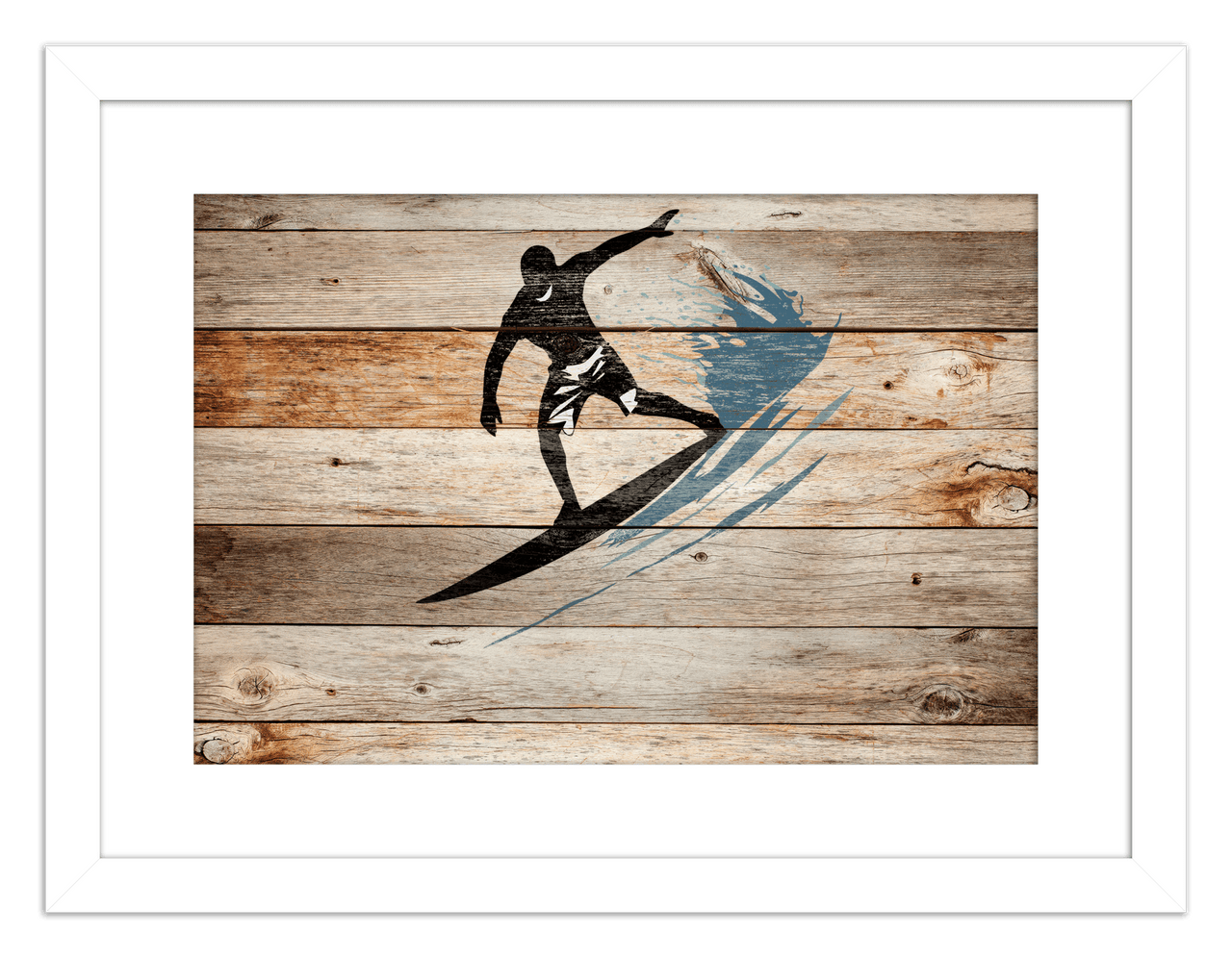 Wood Wall Art Surfing - Front View