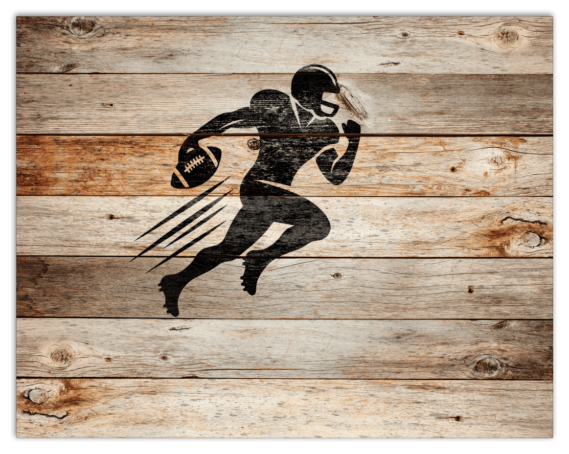 Wood Wall Art Football - Front View