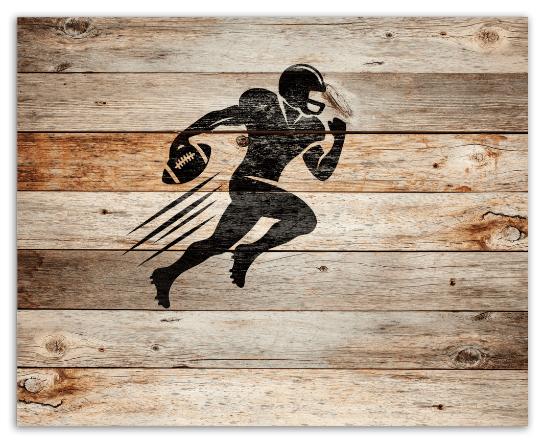 Wood Wall Art Football - Front View
