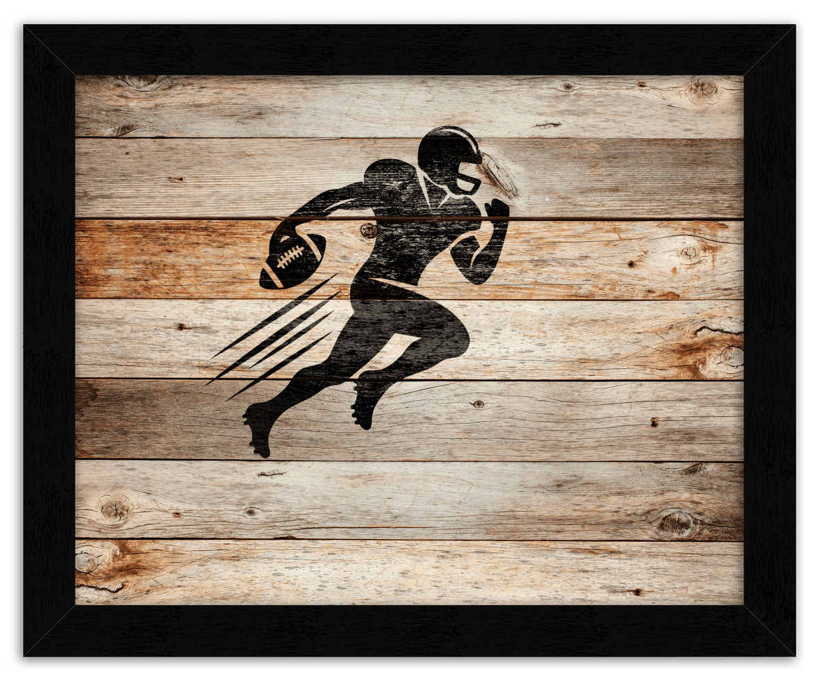 Wood Wall Art Football - Front View