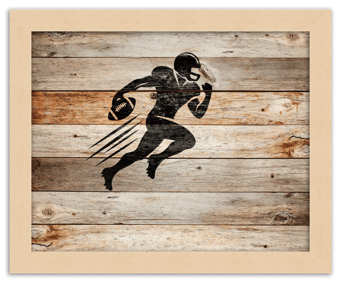 Wood Wall Art Football - Front View