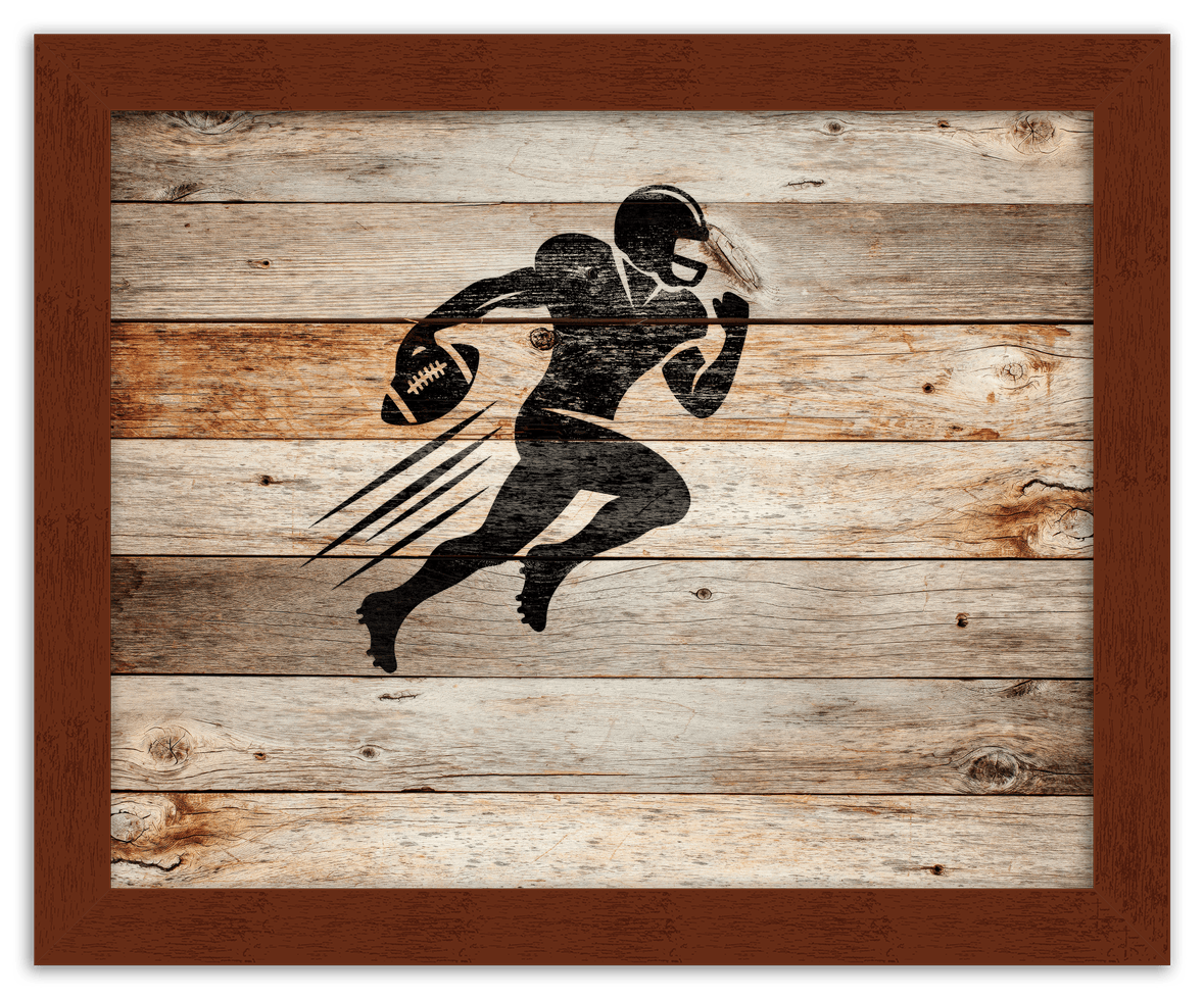 Wood Wall Art Football - Front View