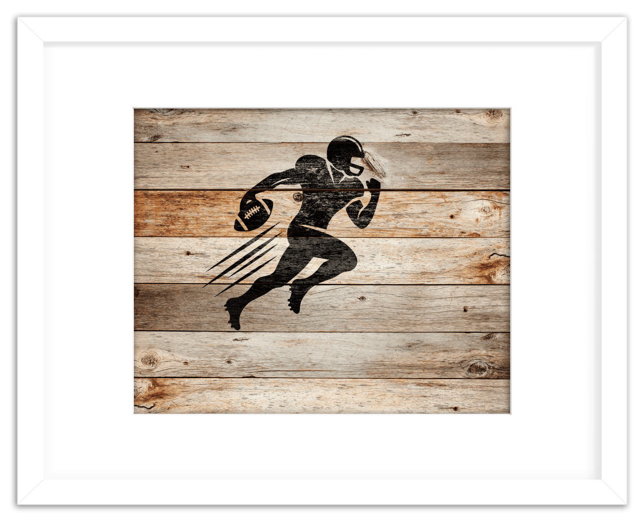 Wood Wall Art Football - Front View