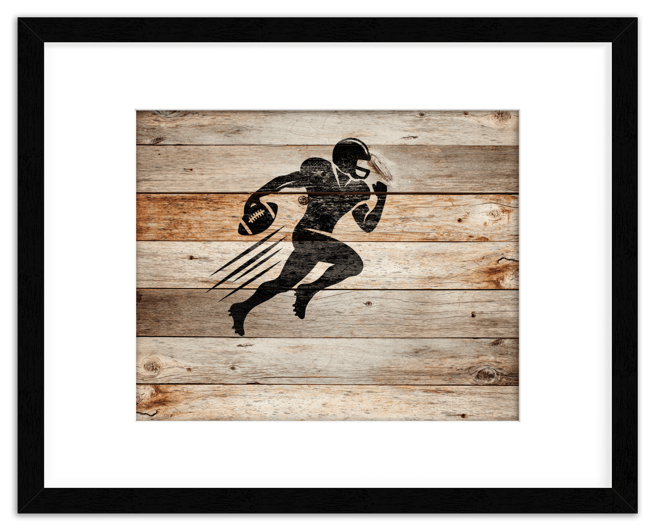 Wood Wall Art Football - Front View