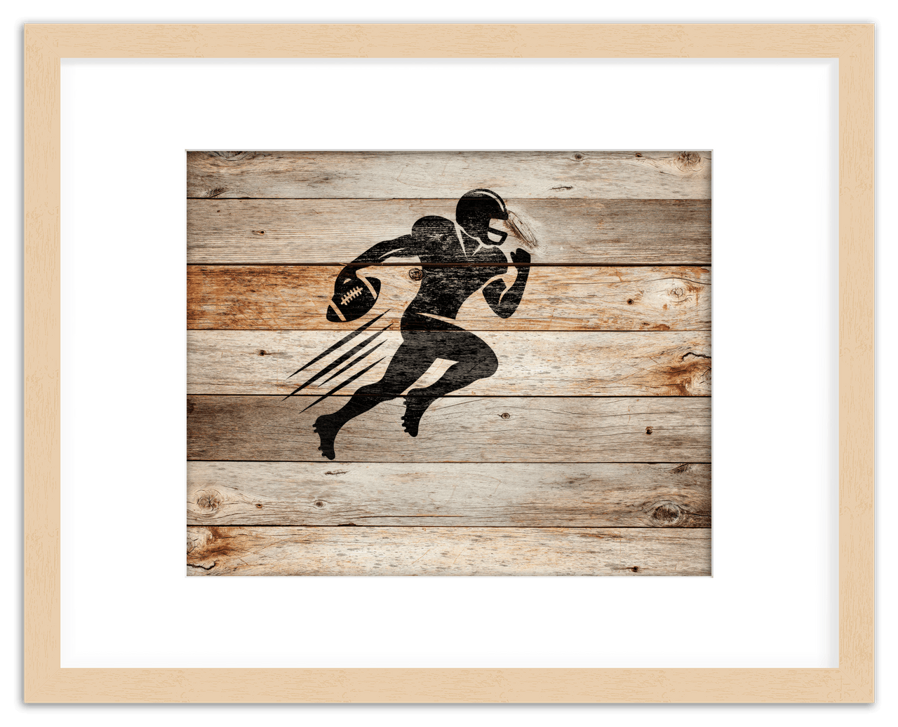 Wood Wall Art Football - Front View