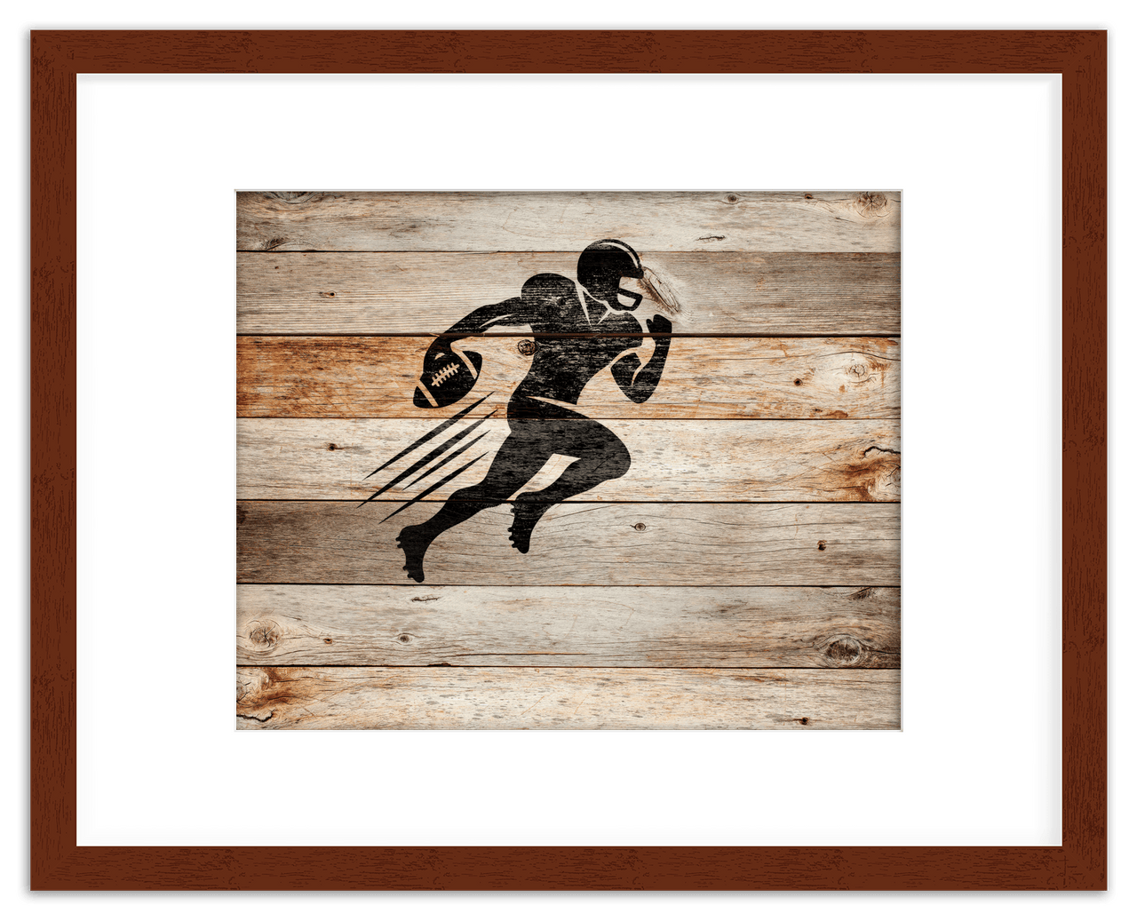 Wood Wall Art Football - Front View