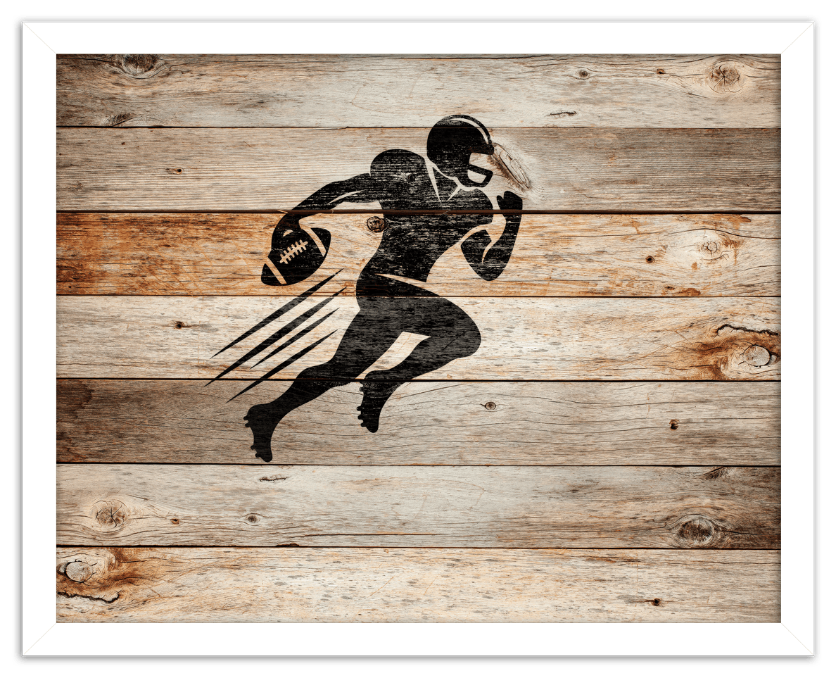 Wood Wall Art Football - Front View