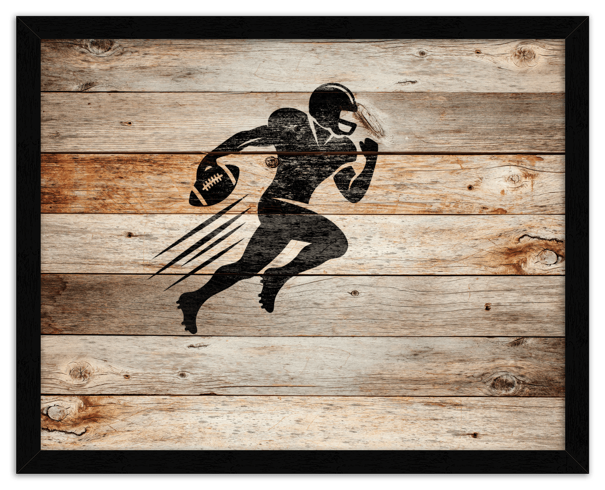 Wood Wall Art Football - Front View
