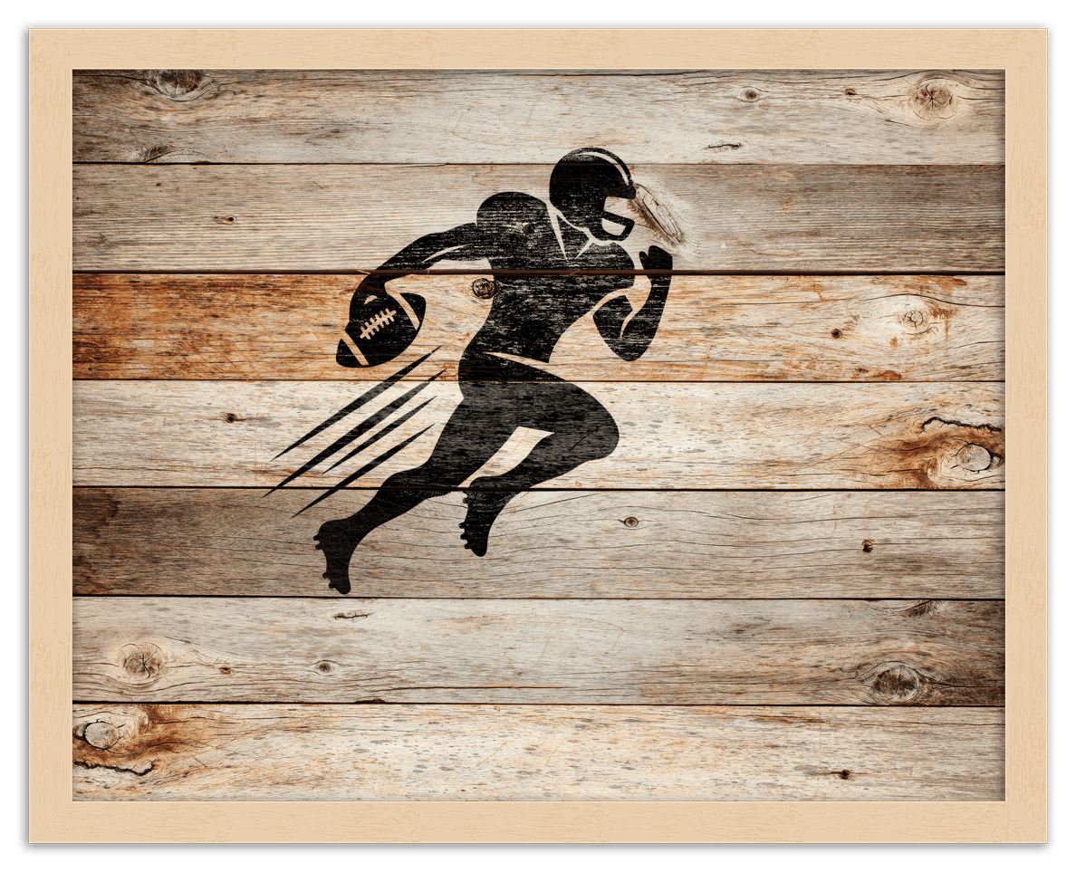 Wood Wall Art Football - Front View