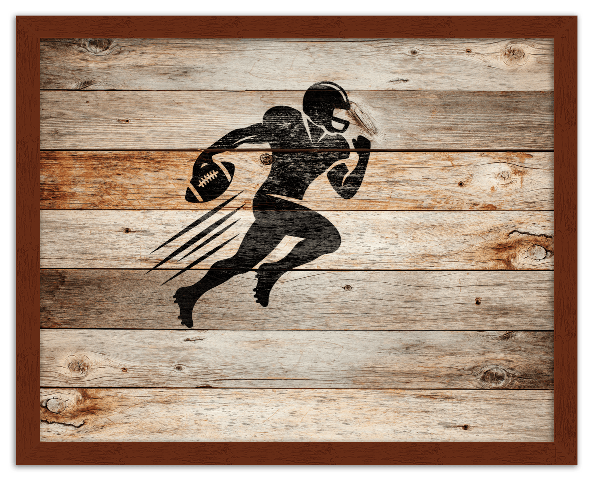 Wood Wall Art Football - Front View