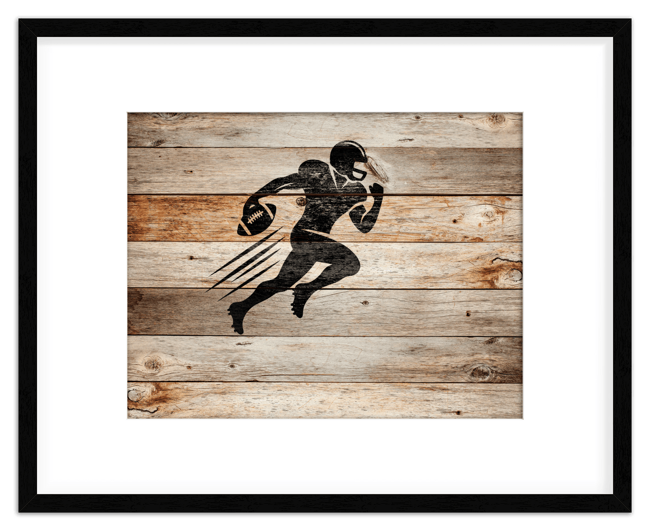 Wood Wall Art Football - Front View