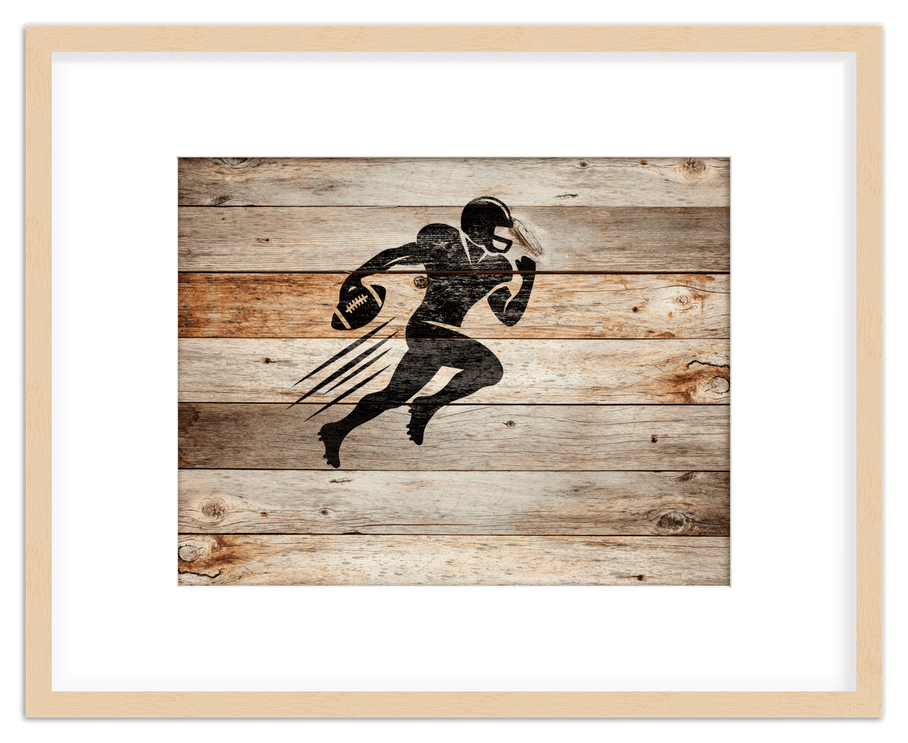 Wood Wall Art Football - Front View