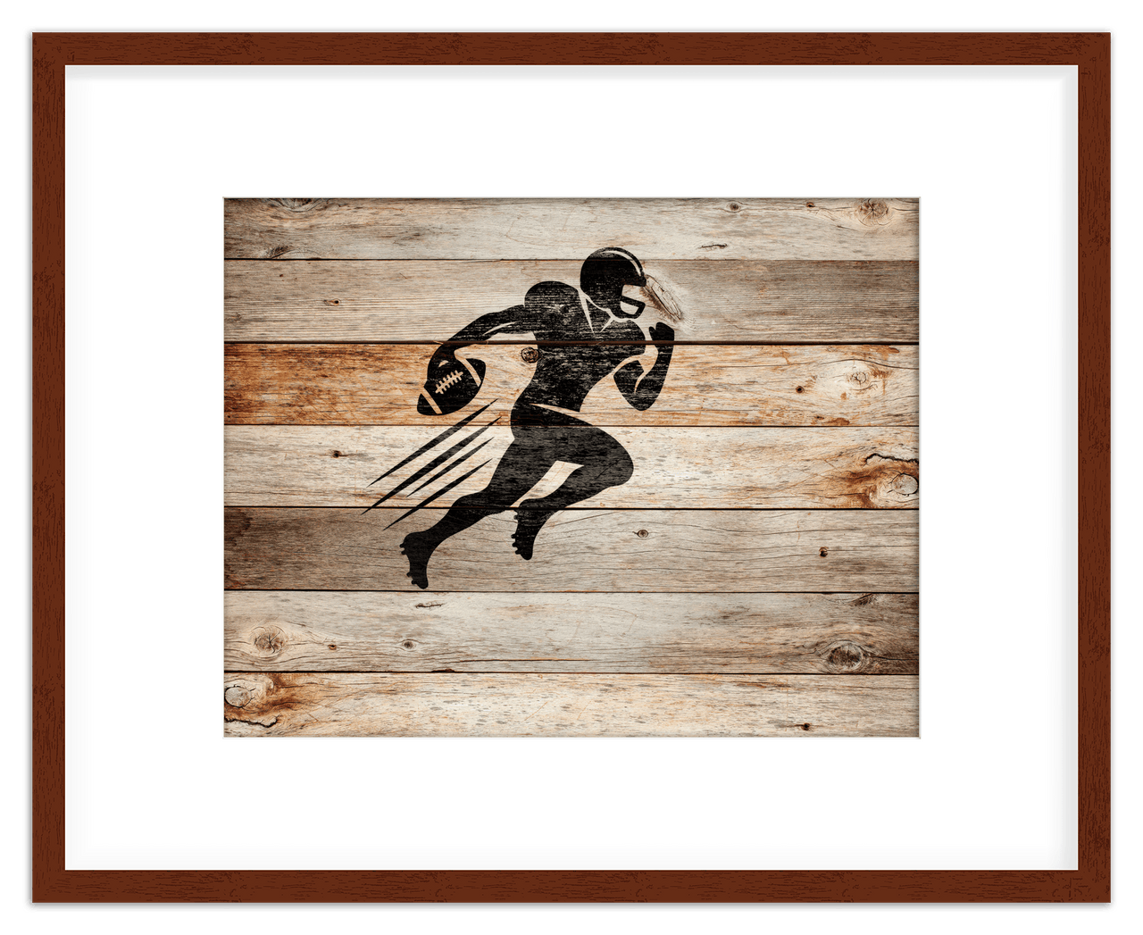 Wood Wall Art Football - Front View