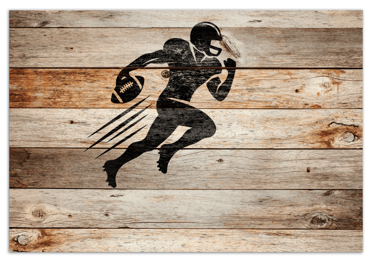Wood Wall Art Football - Front View