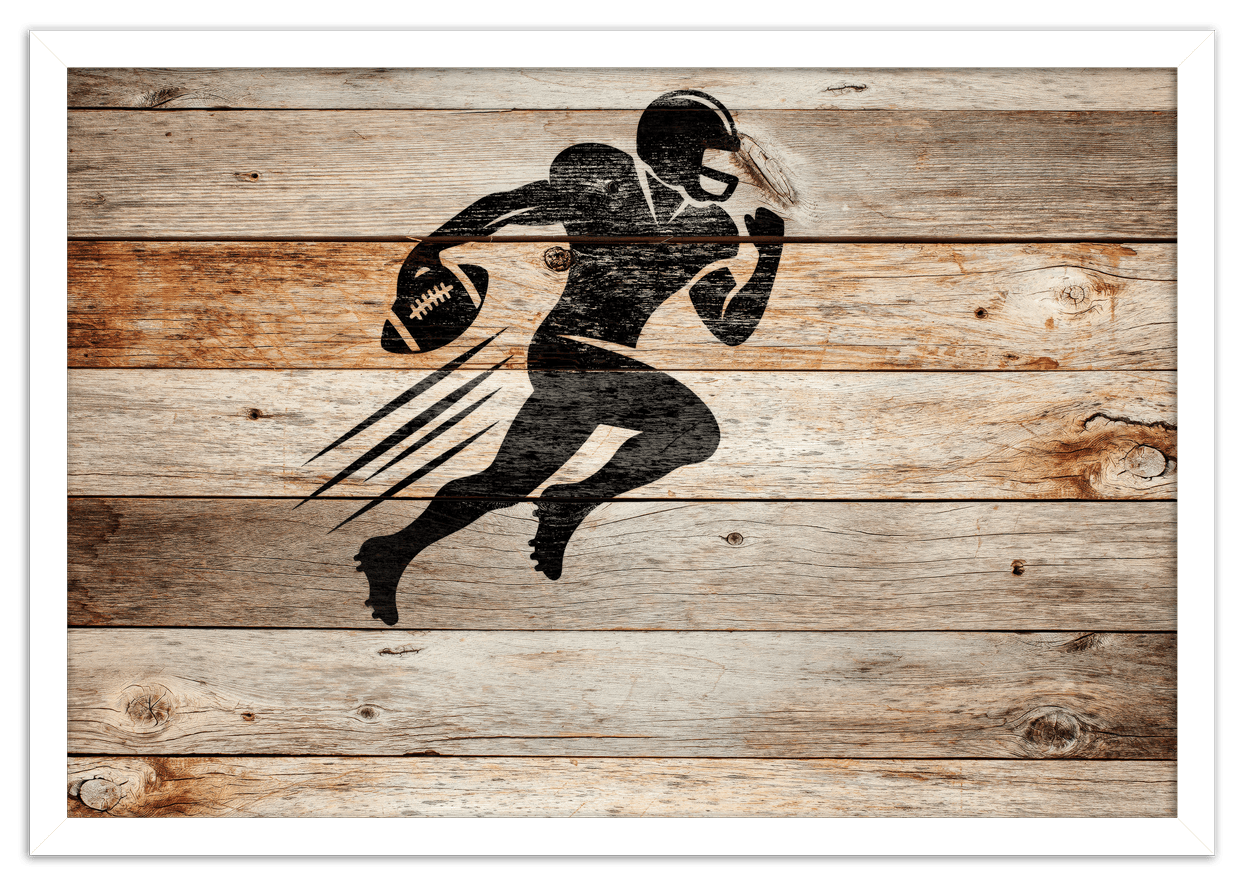 Wood Wall Art Football - Front View