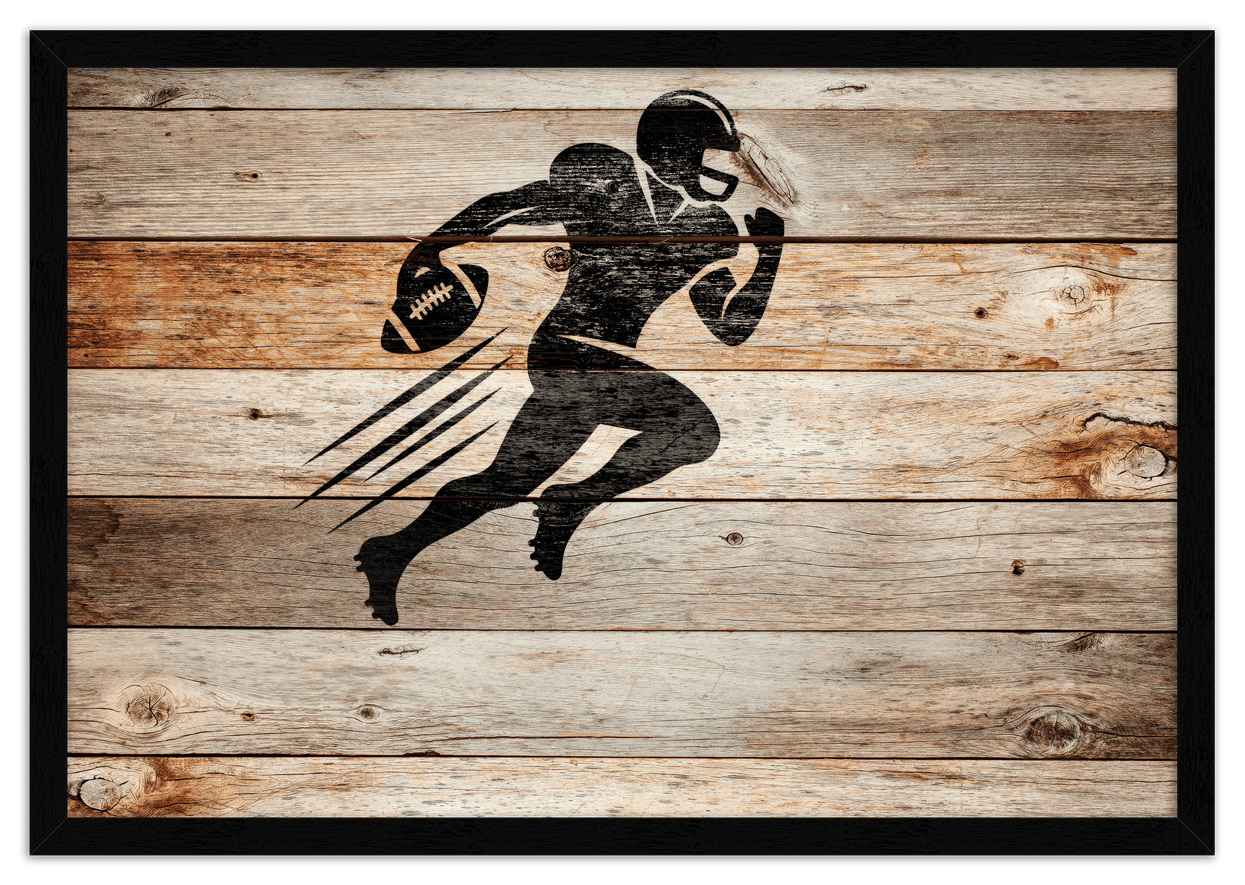 Wood Wall Art Football - Front View