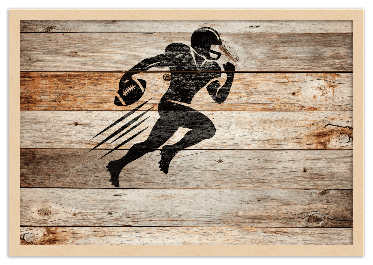 Wood Wall Art Football - Front View