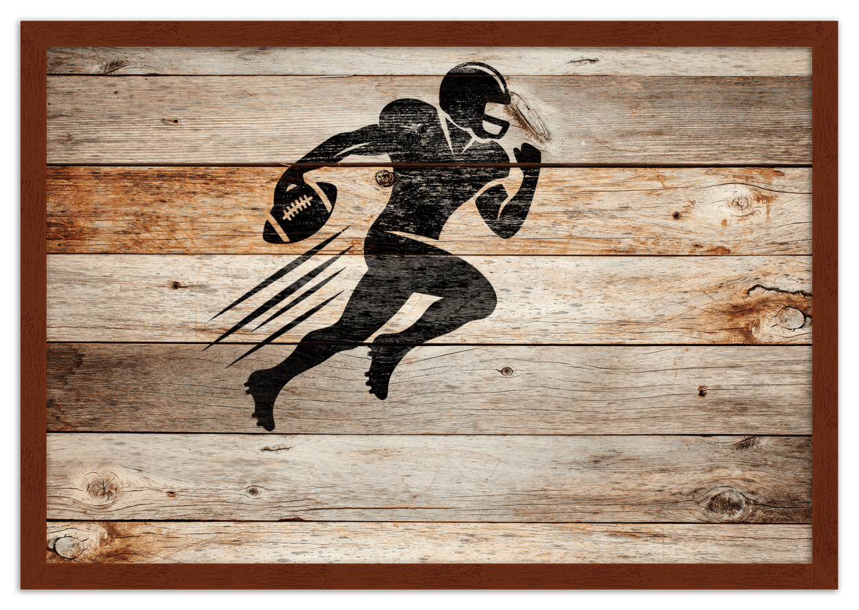 Wood Wall Art Football - Front View