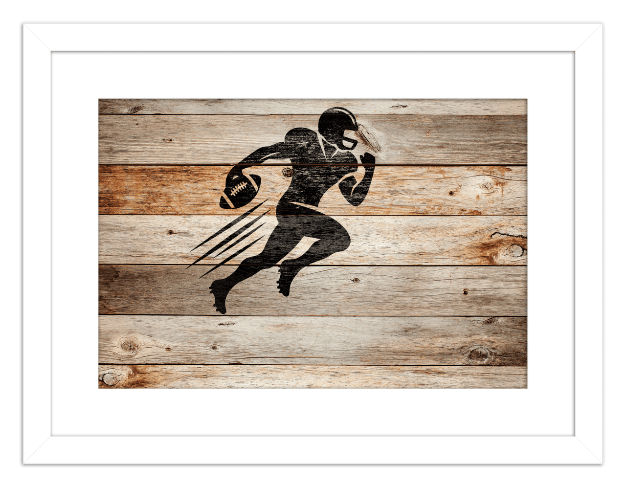 Wood Wall Art Football - Front View