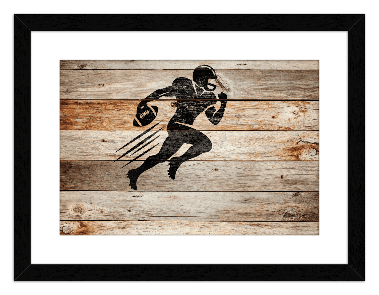 Wood Wall Art Football - Front View