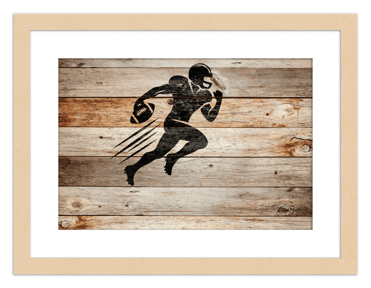 Wood Wall Art Football - Front View