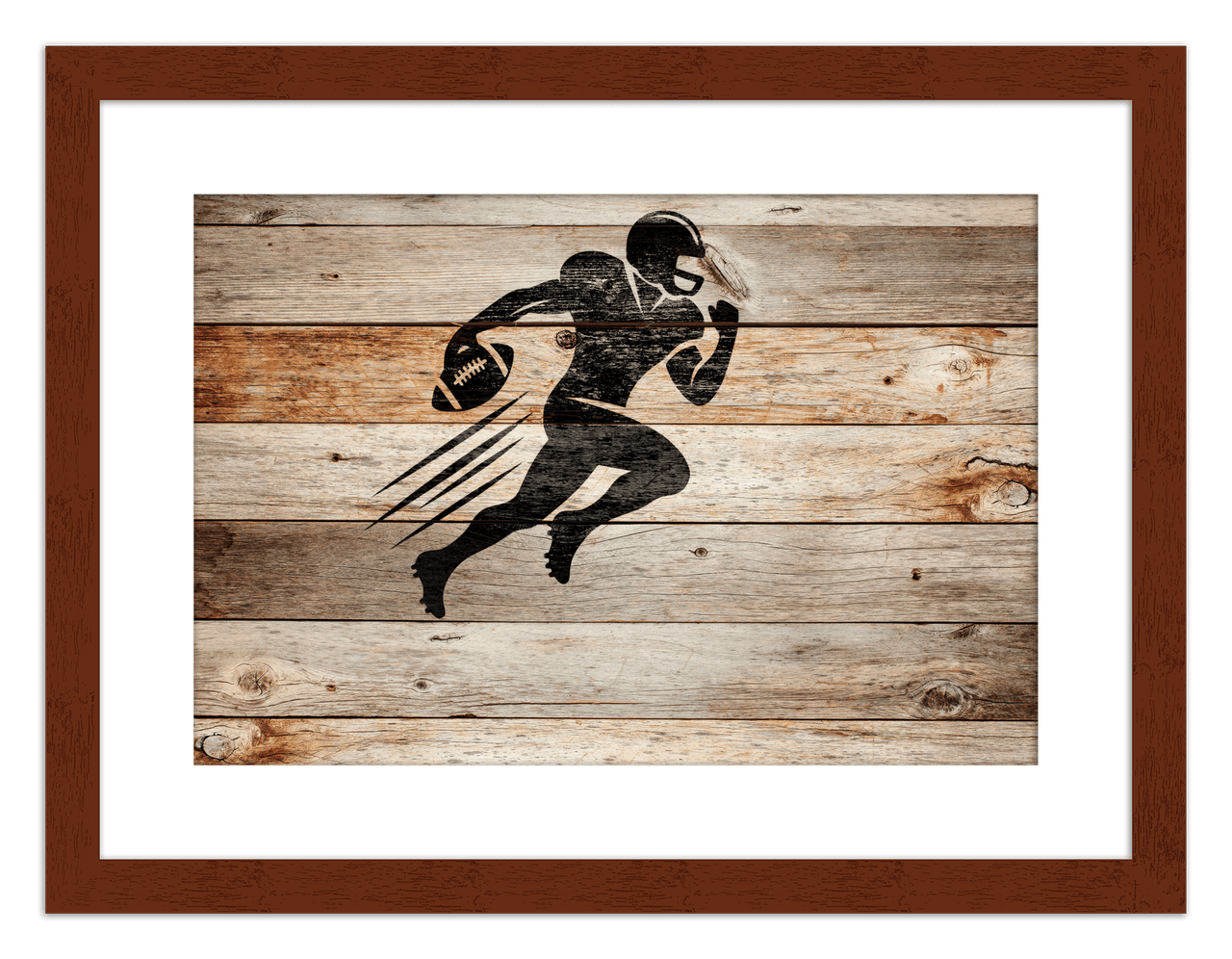 Wood Wall Art Football - Front View