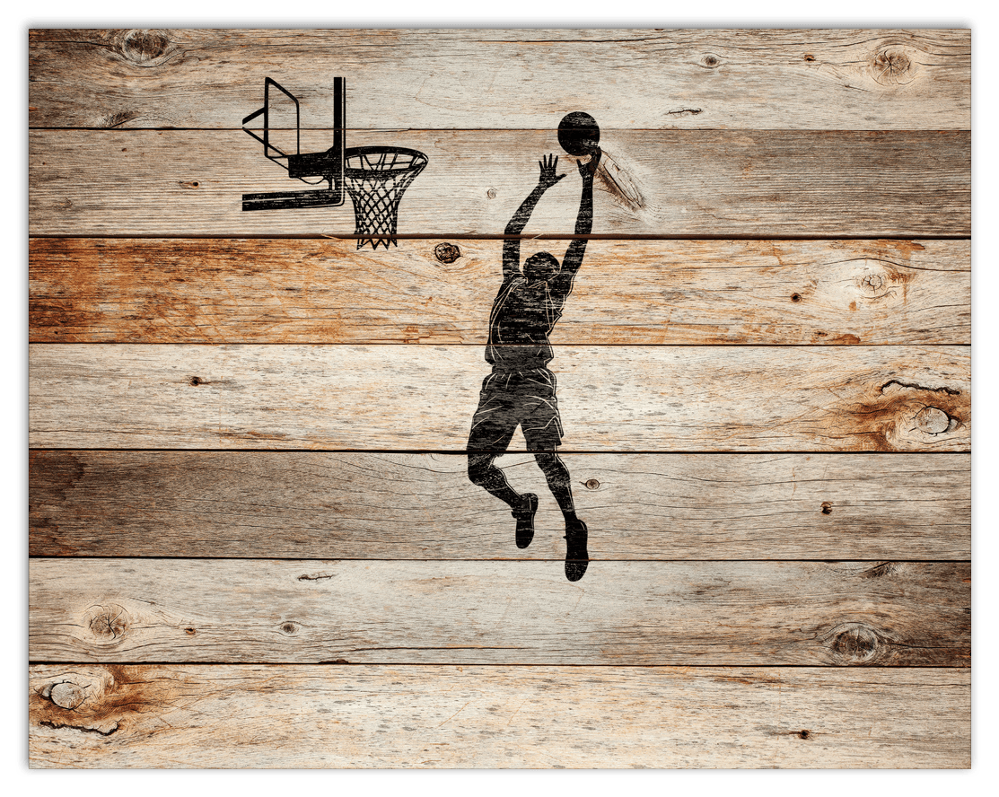 Wood Wall Art Basketball - Front View