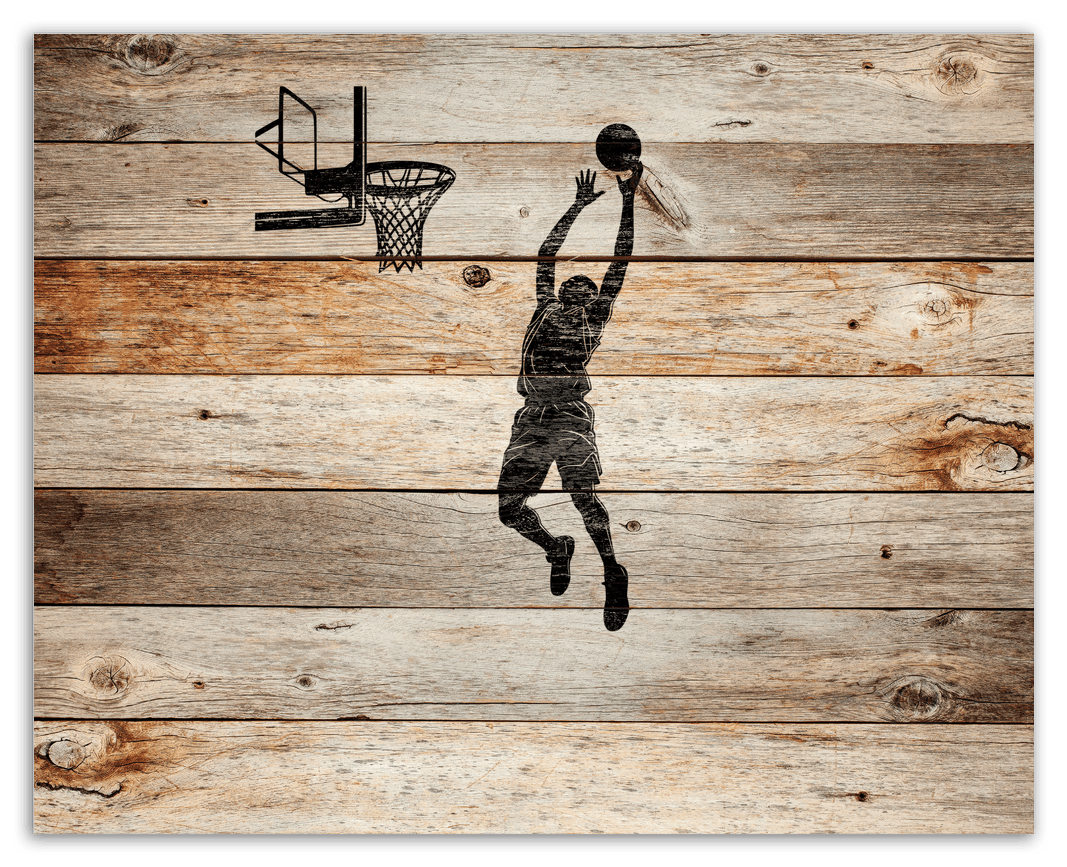 Wood Wall Art Basketball - Front View