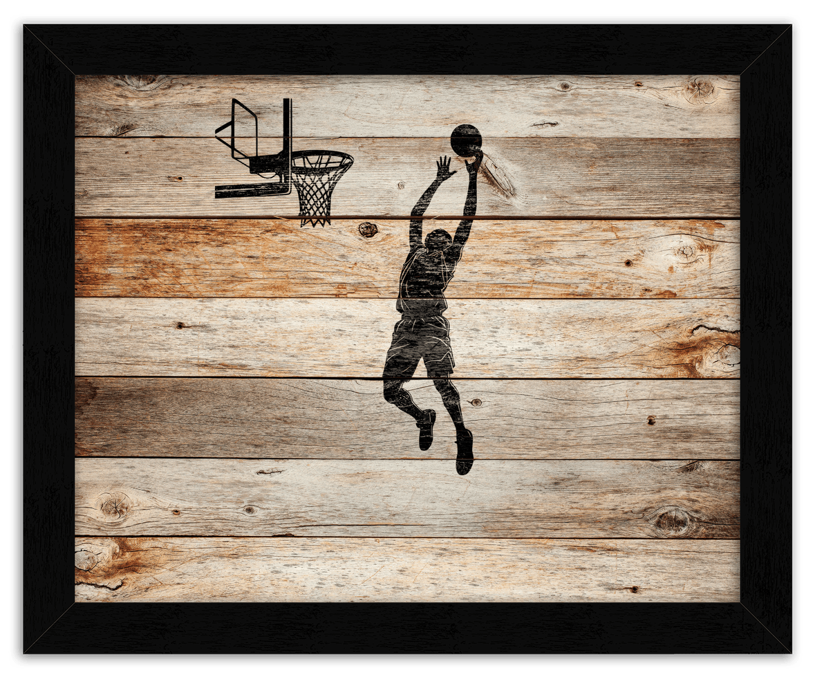 Wood Wall Art Basketball - Front View