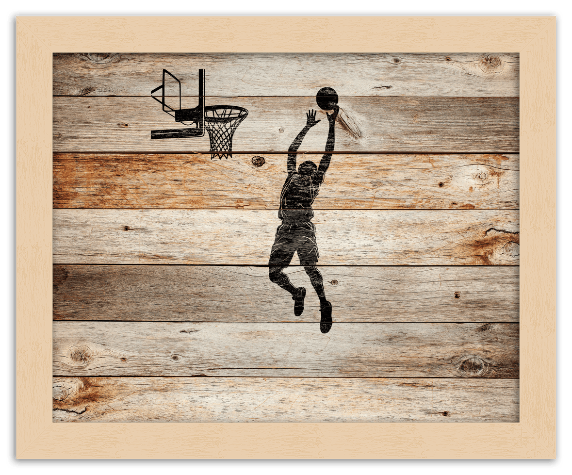 Wood Wall Art Basketball - Front View