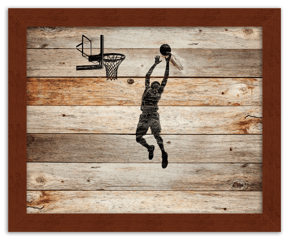 Wood Wall Art Basketball - Front View