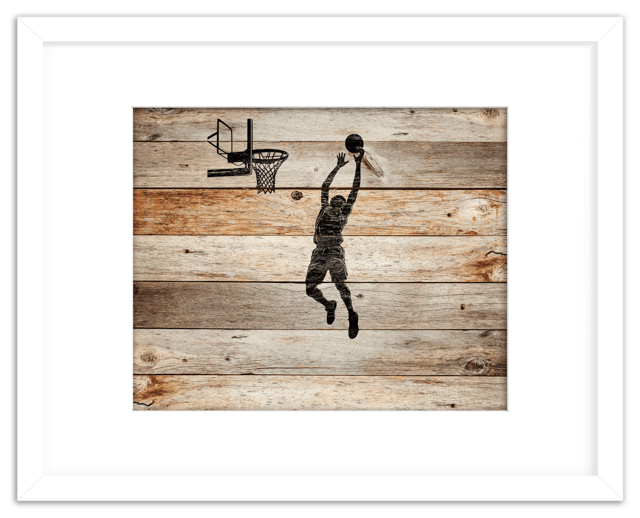 Wood Wall Art Basketball - Front View