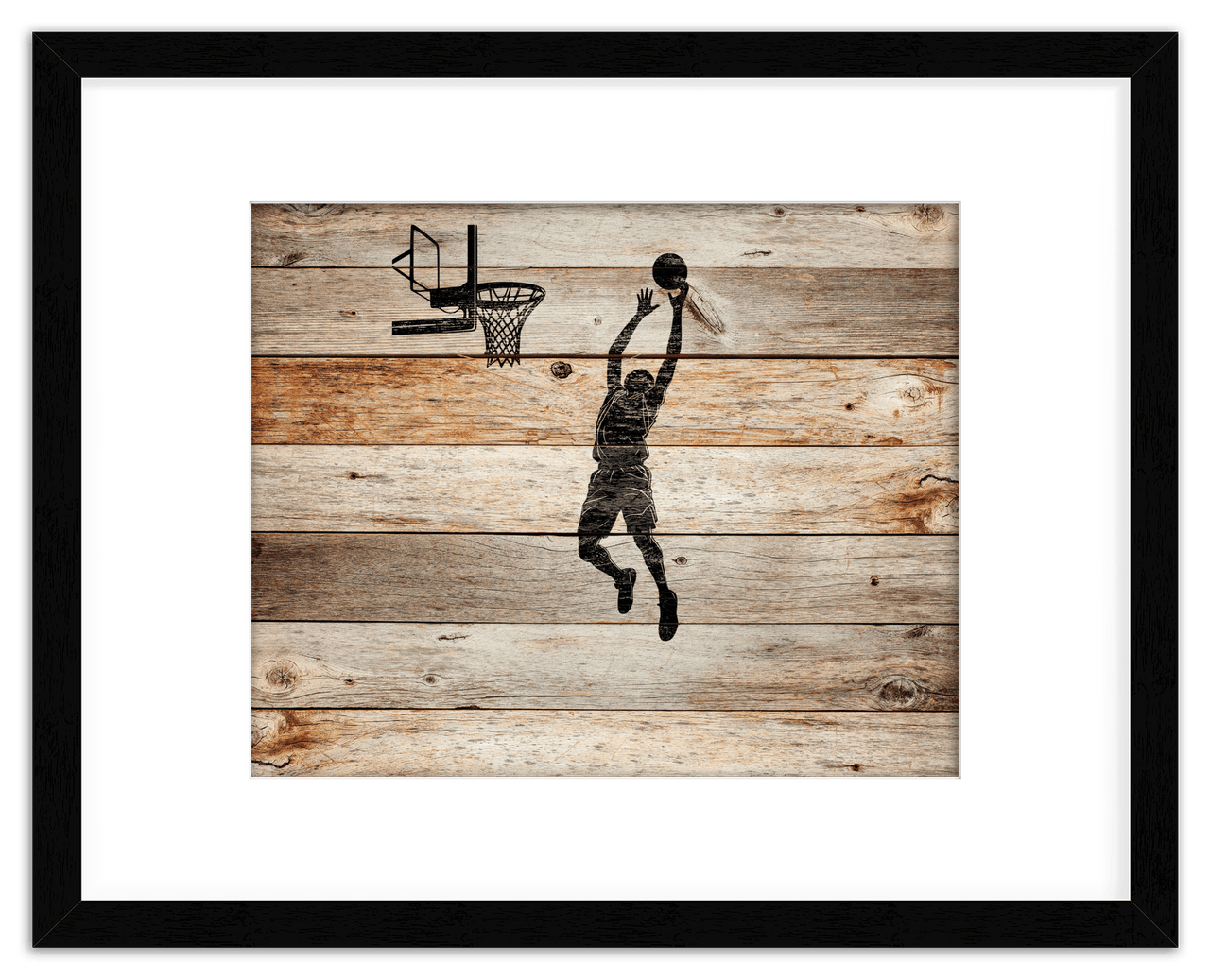 Wood Wall Art Basketball - Front View