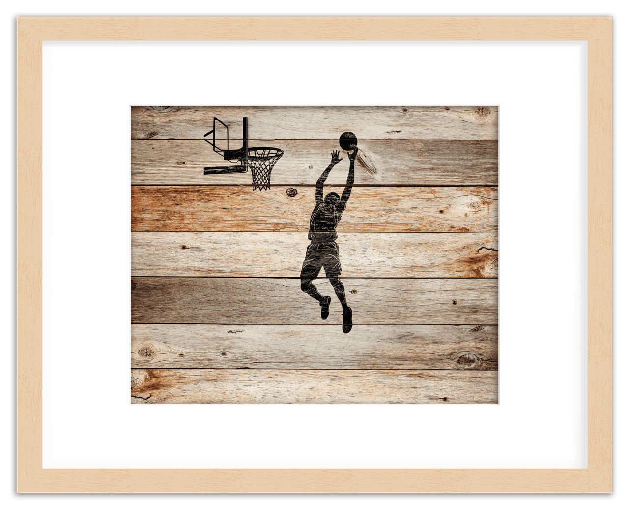 Wood Wall Art Basketball - Front View