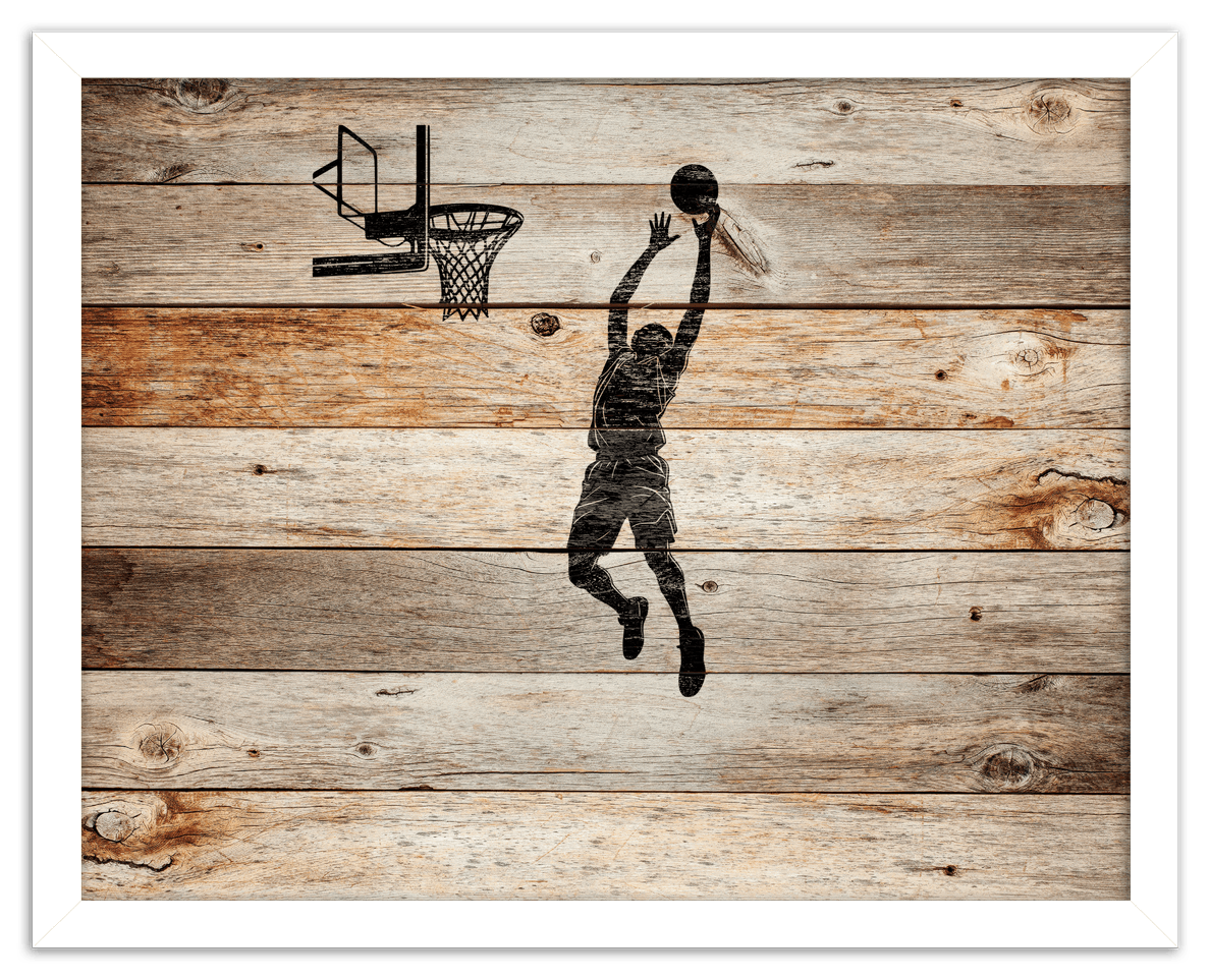 Wood Wall Art Basketball - Front View