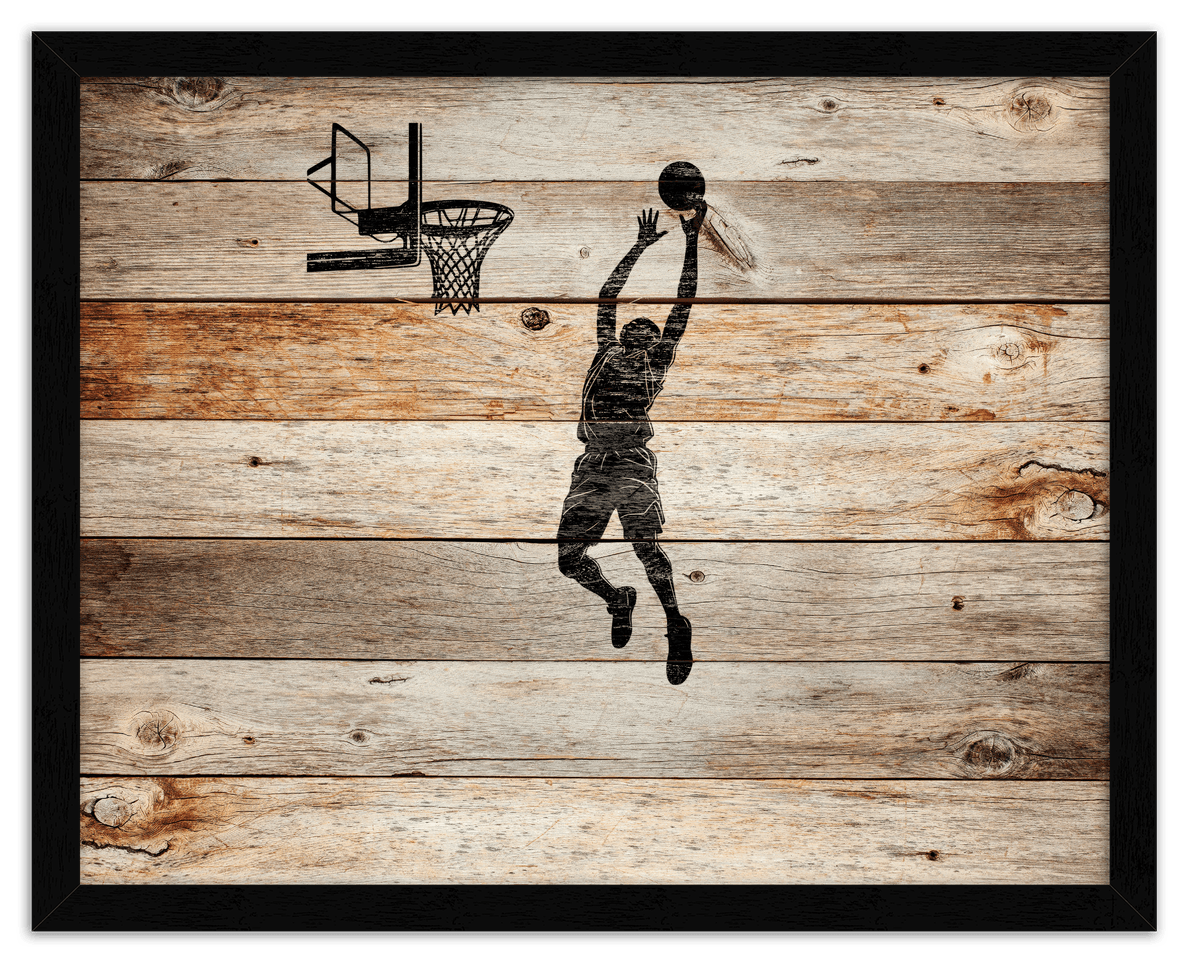 Wood Wall Art Basketball - Front View
