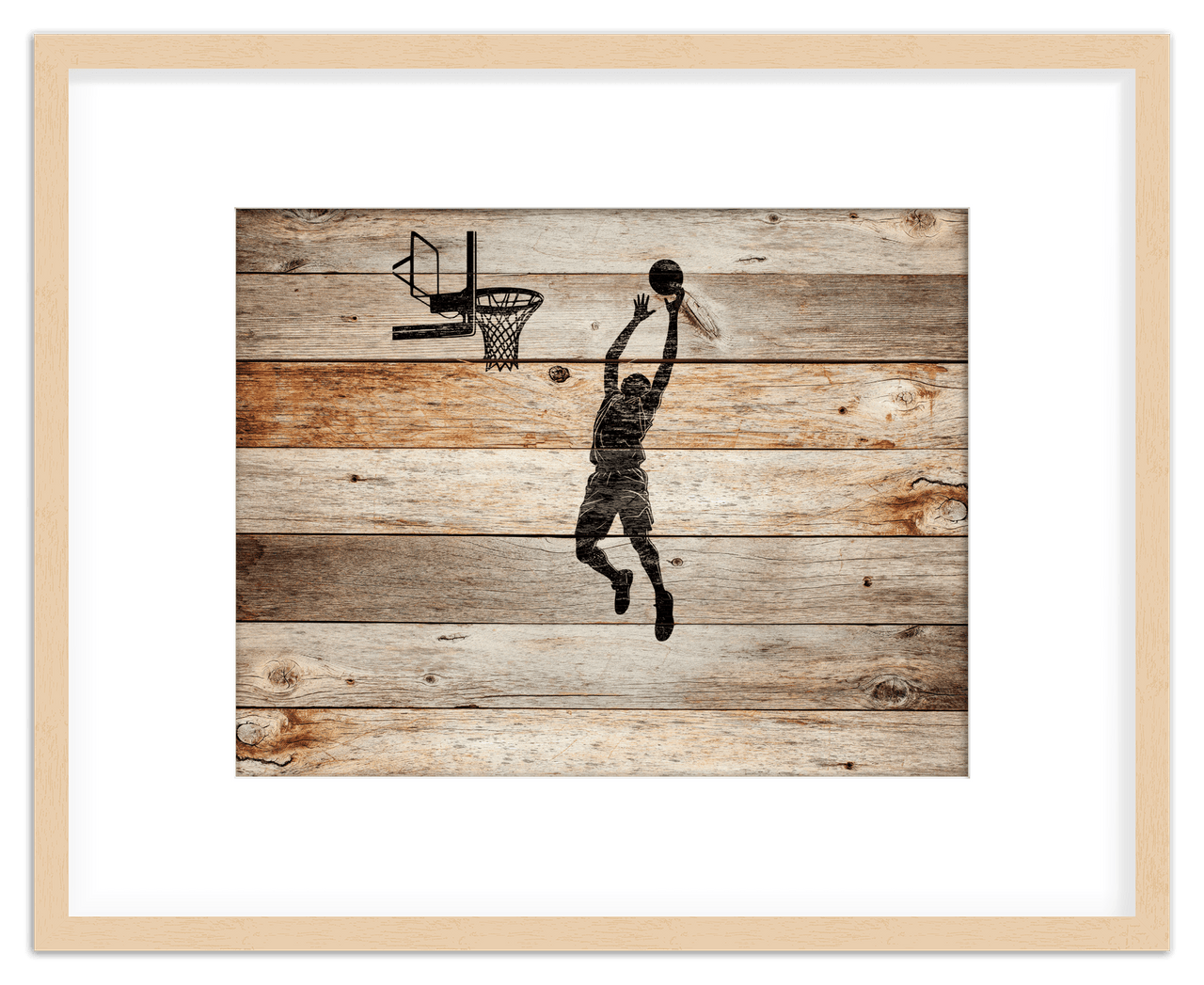 Wood Wall Art Basketball - Front View