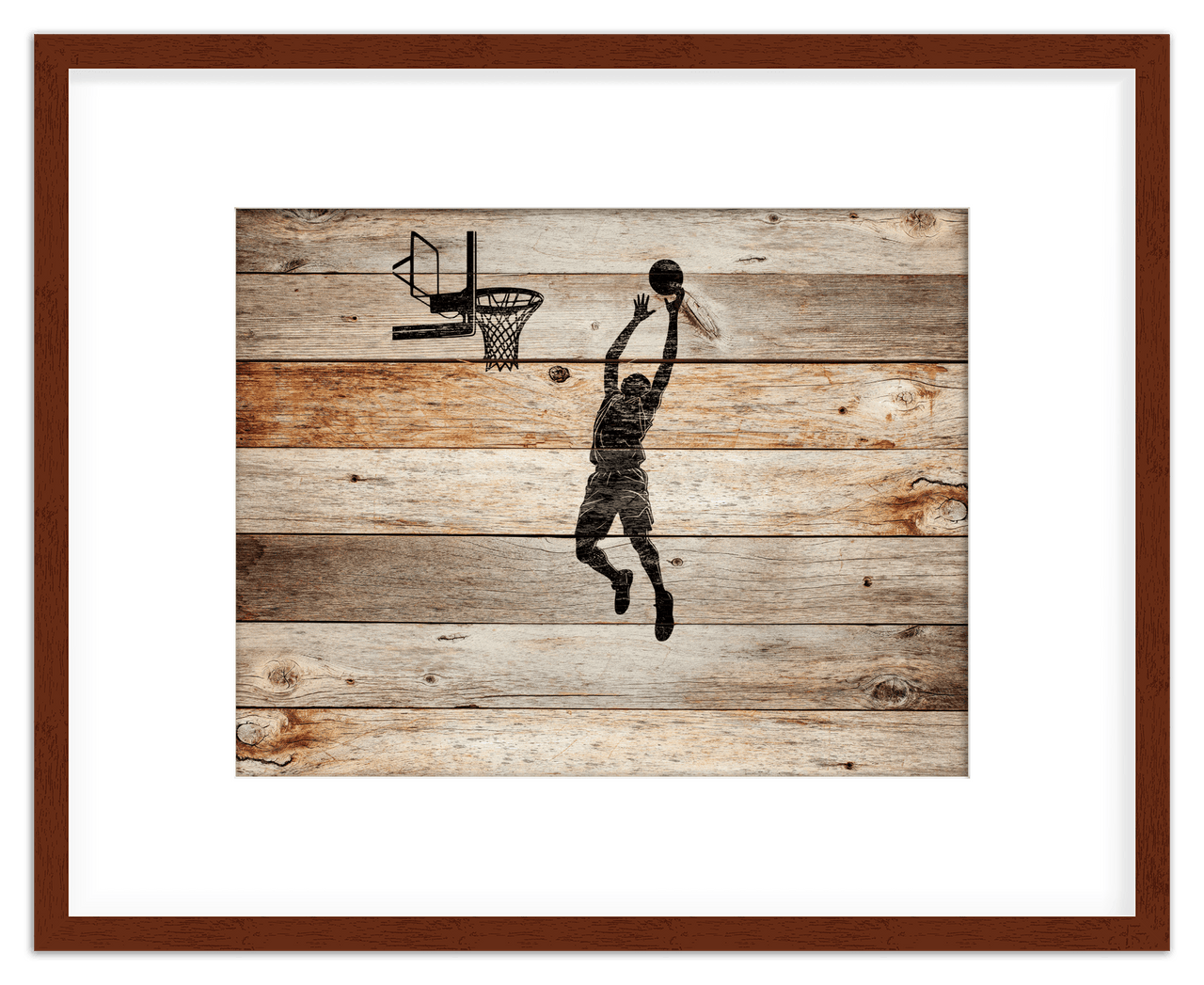 Wood Wall Art Basketball - Front View